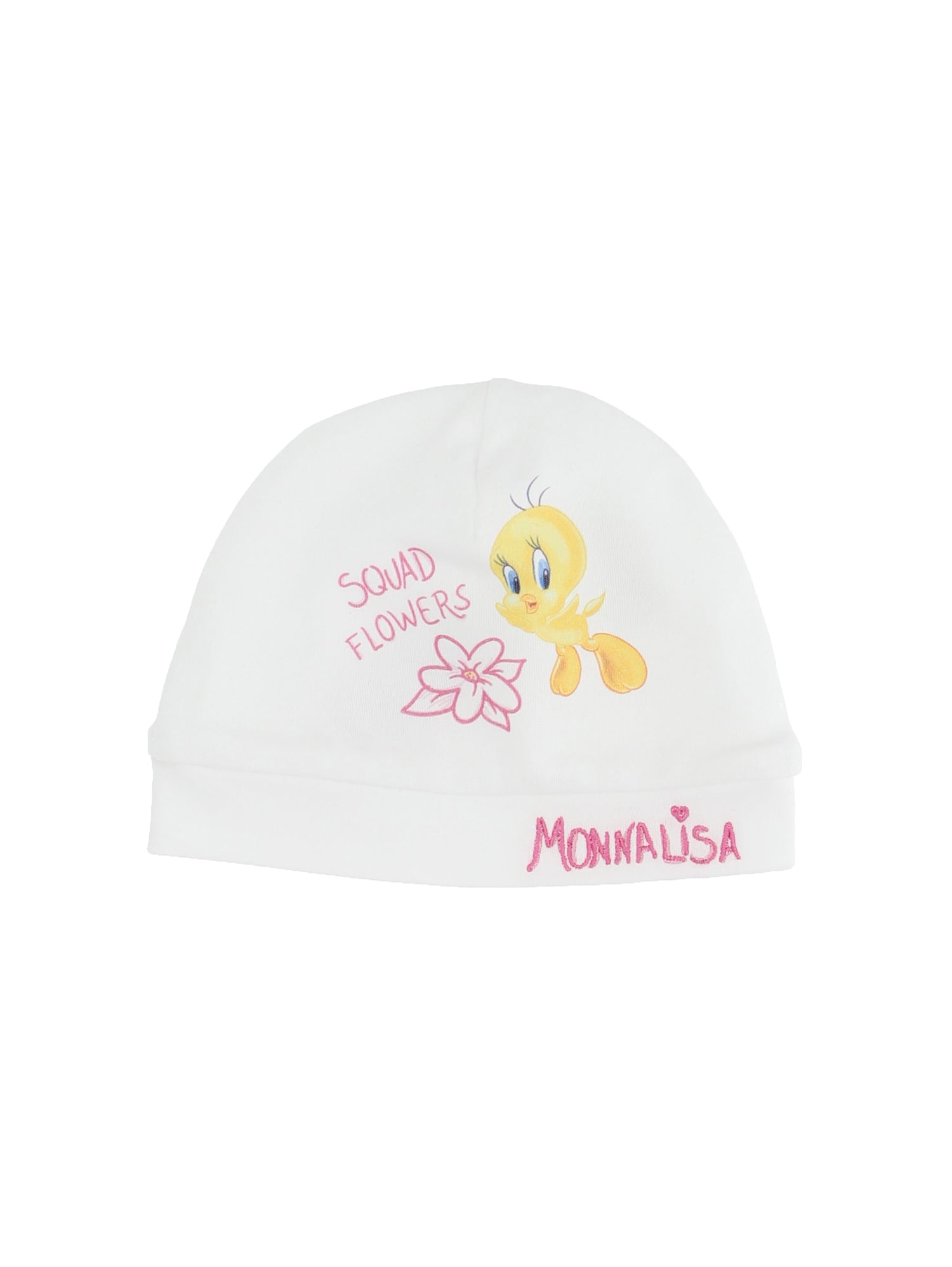 Girls | Tweety Cotton Bonnet | White/Fuchsia