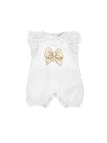 Girls | Sangallo Cotton Romper | White