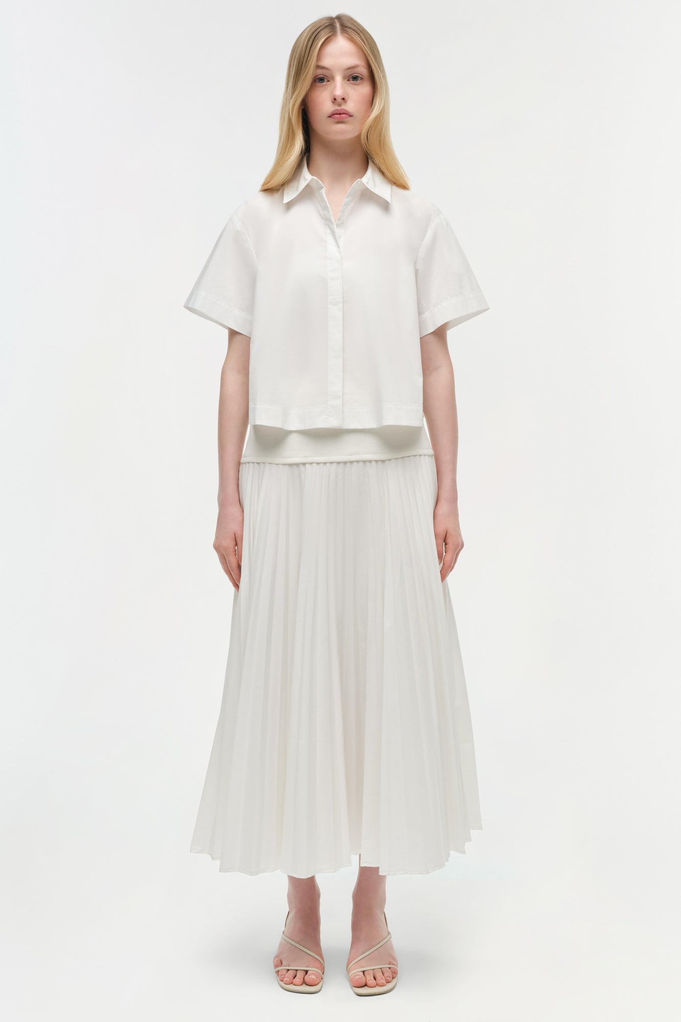 Womens | Bernie Cotton Pleated Shirt | White