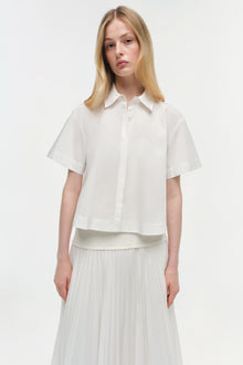 Womens | Bernie Cotton Pleated Shirt | White