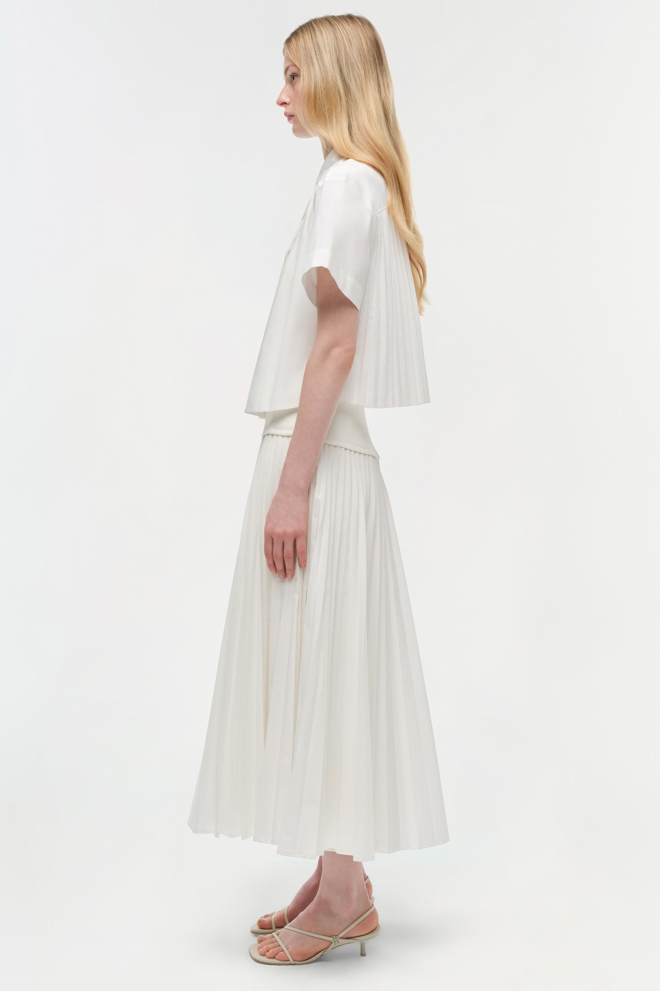 Womens | Bernie Cotton Pleated Shirt | White