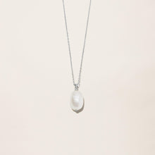 Womens | 14K Solid White Gold | Baroque Cultured Pearl Drop Chain | Freshwater Pearls
