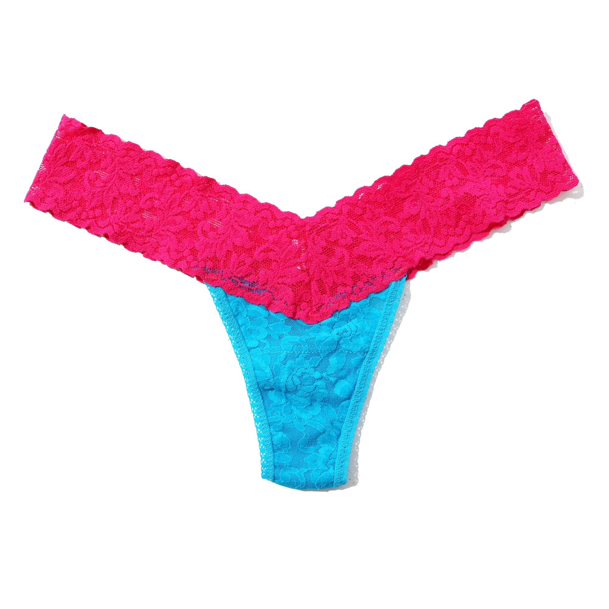 Signature Lace Low Rise Thong | Island Blue/Allure