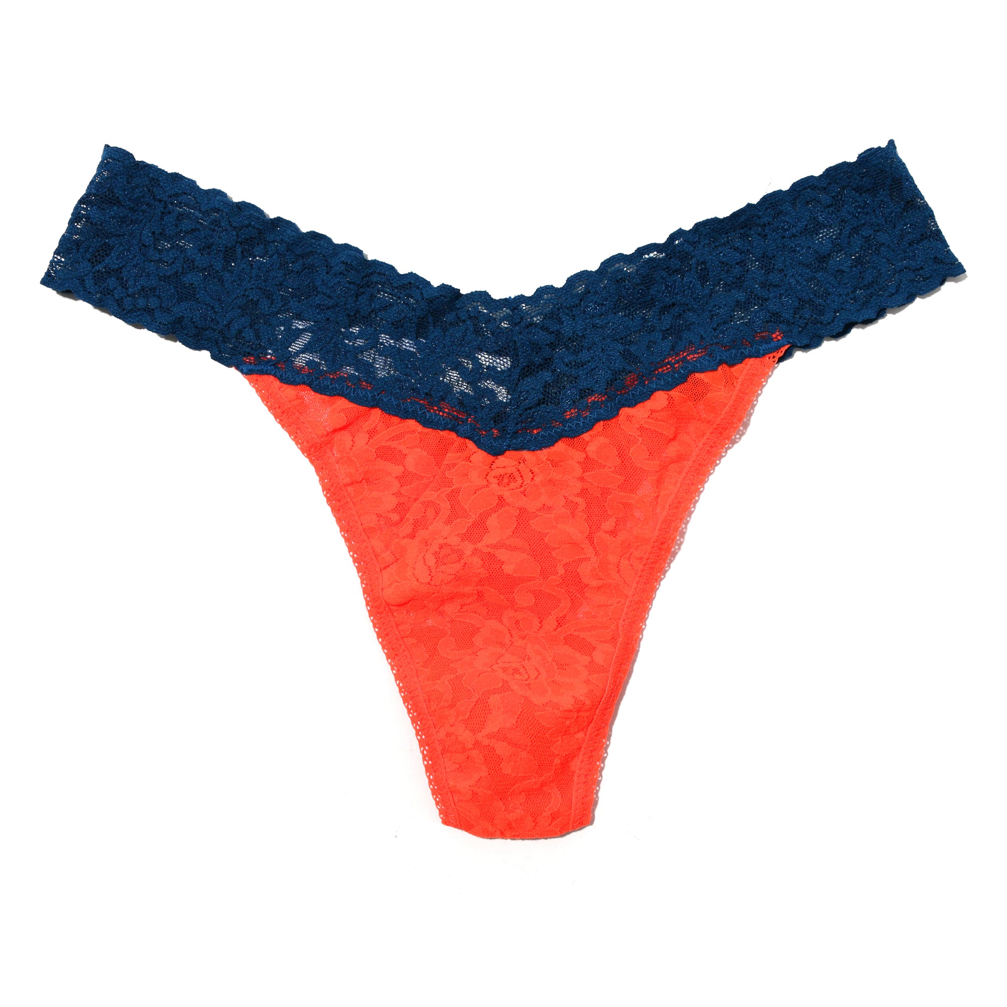 Signature Lace Original Rise Thong | Tangelo/Oxford Blue