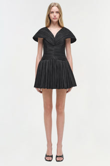 Womens | Avarie Plisse Mini Dress | Black