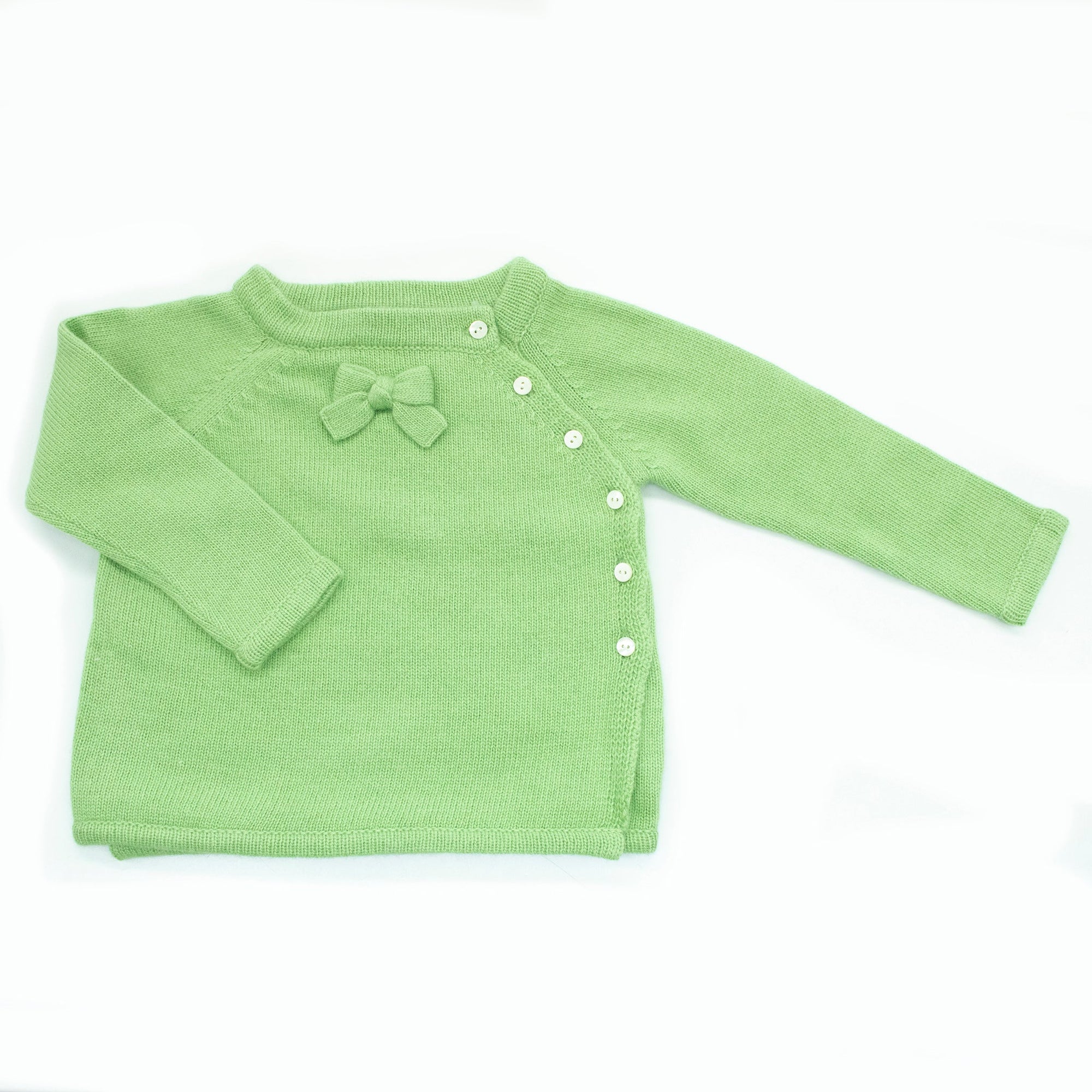 Baby Sweater With Bow And Buttons | Green