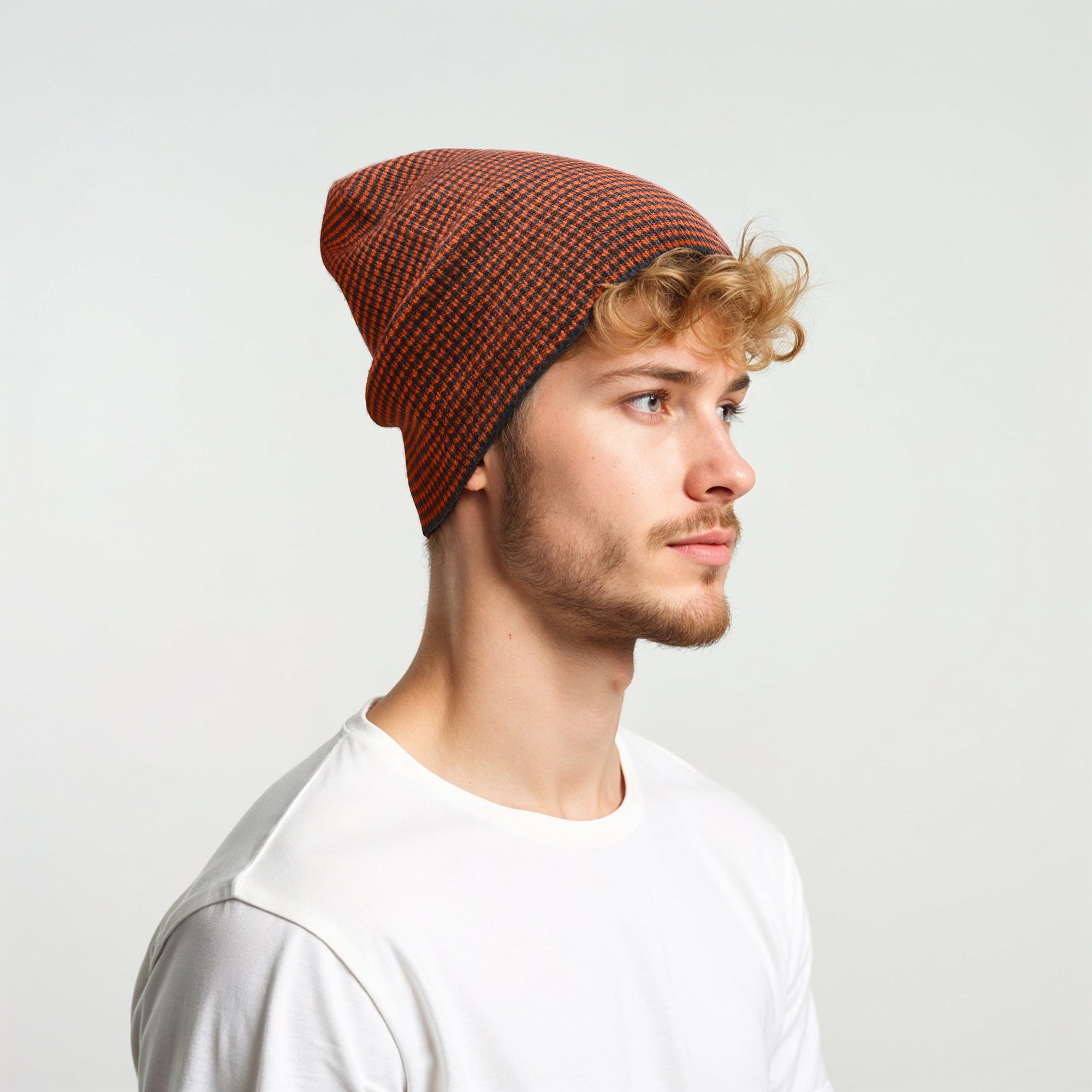 Striped Slouchy Hat | Grey/Orange