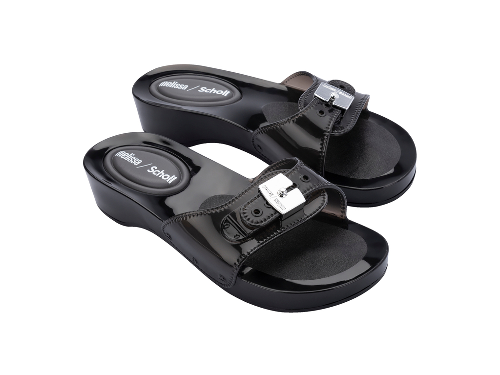 Womens | Pescura Heel and Scholl Slide | Clear Black