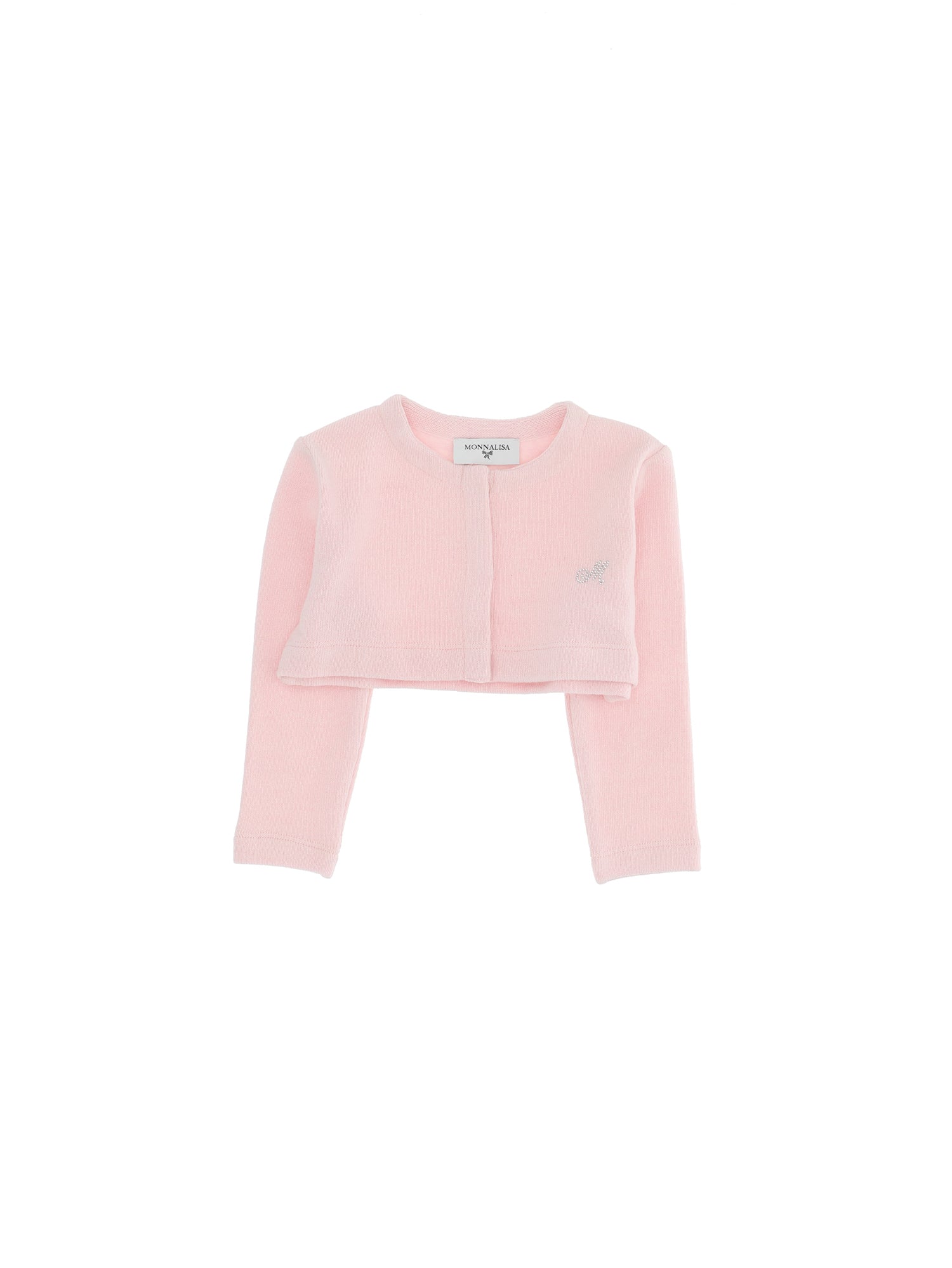 Girls | Rhinestone Cotton Angora Cardigan | Antique Pink