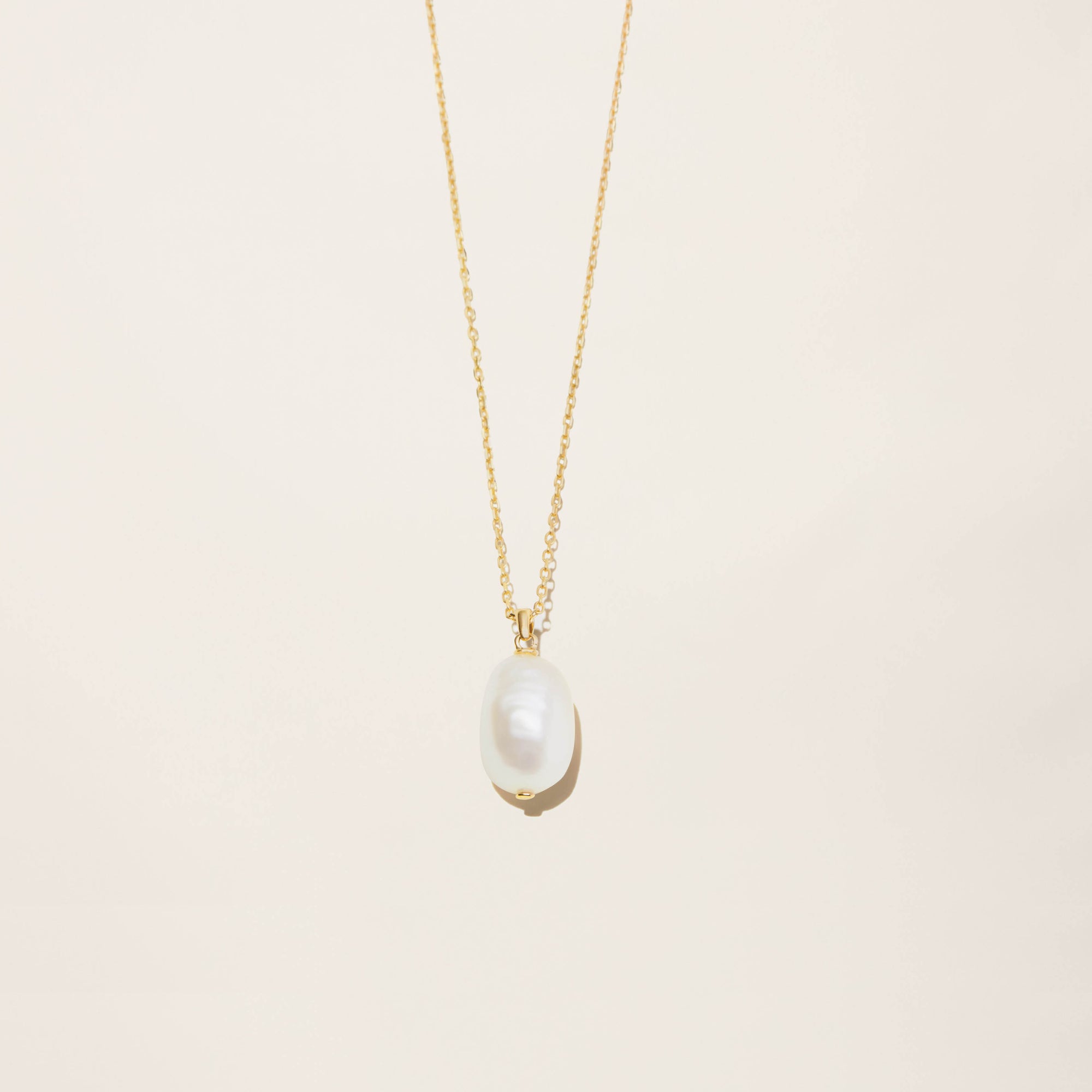 Womens | 14K Solid Yellow Gold | Baroque Cultured Pearl Drop Chain | Freshwater Pearls