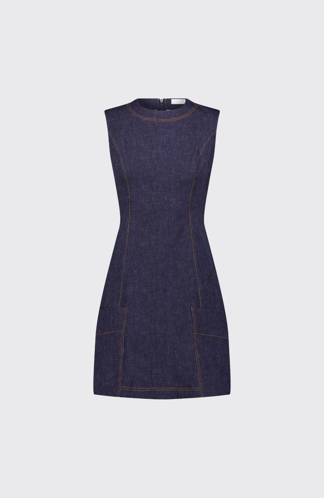 Stretch Denim Seamed A-Line Dress | Midnight