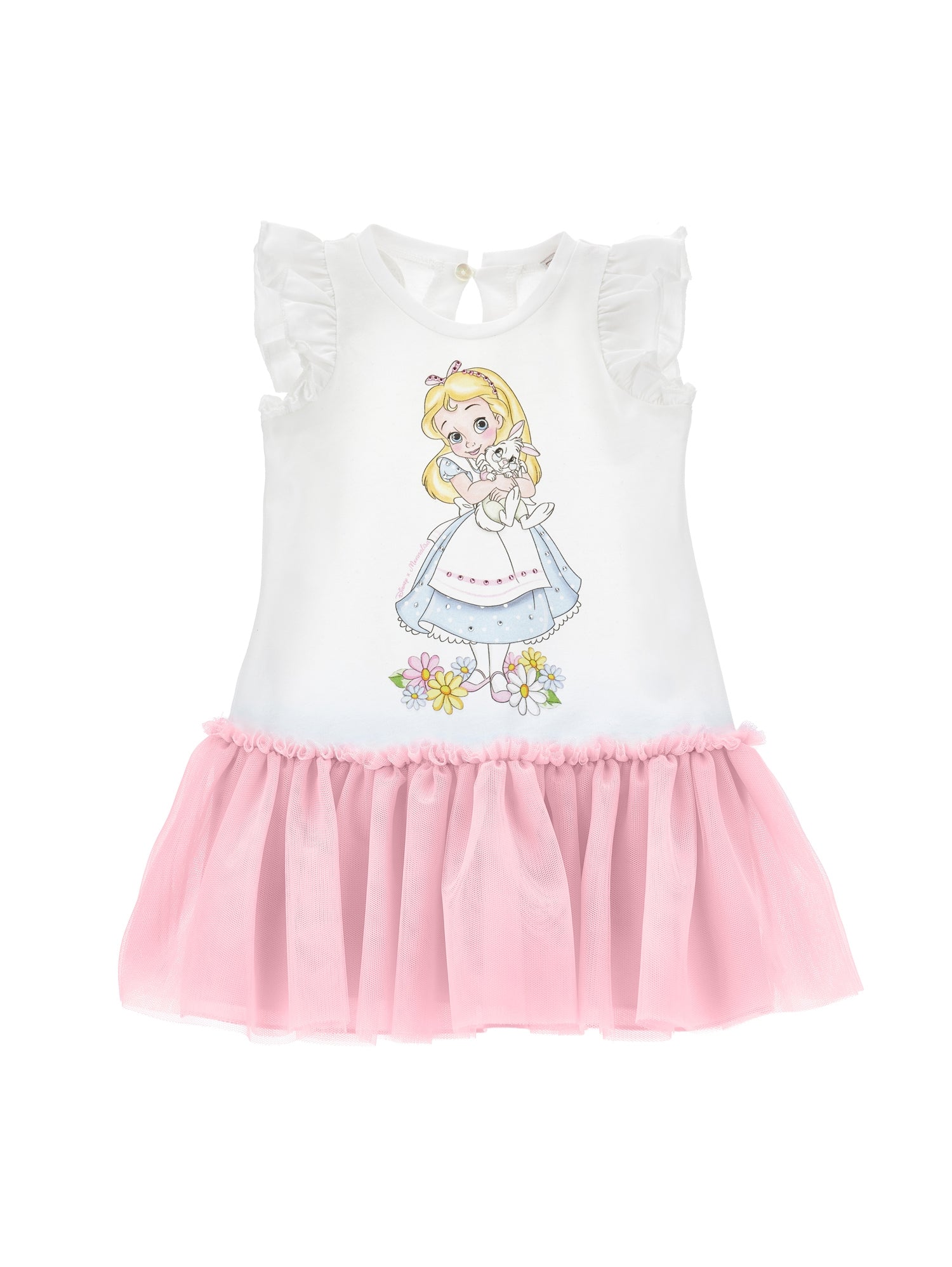 Girls | Two-Tone Alice Print Dress | White/FairyTale Pink
