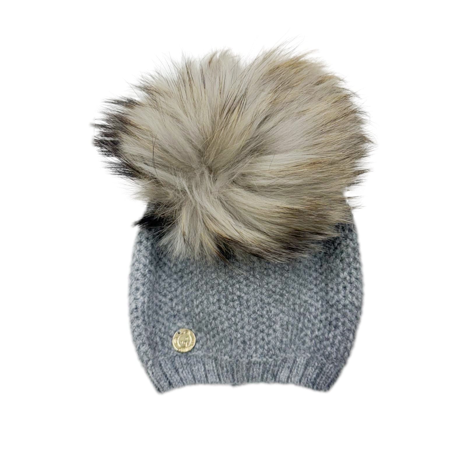 Honeycomb Grey Cashmere Beanie Hats  | Grey