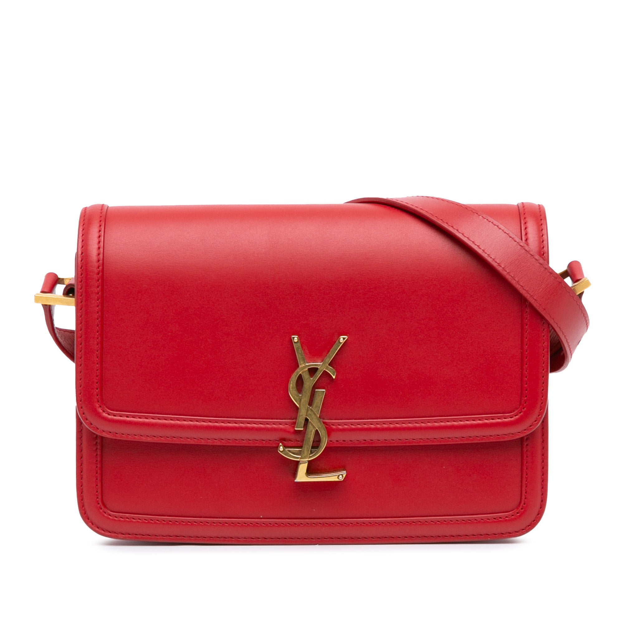 Saint Laurent | Pre-Owned Medium Calfskin Solferino Satchel In Box | Red