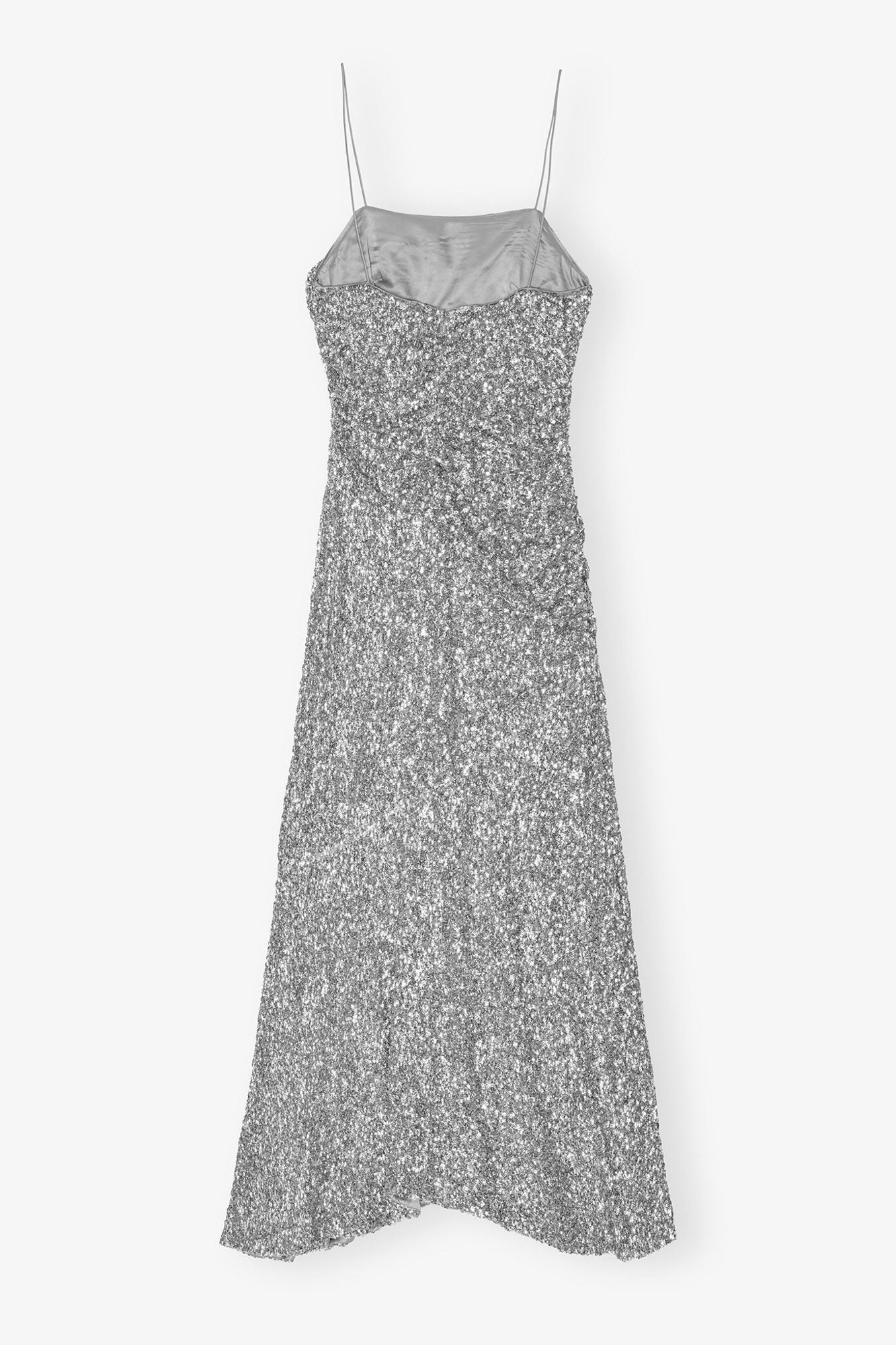 3D Sequins Long Slip Dress | Silver