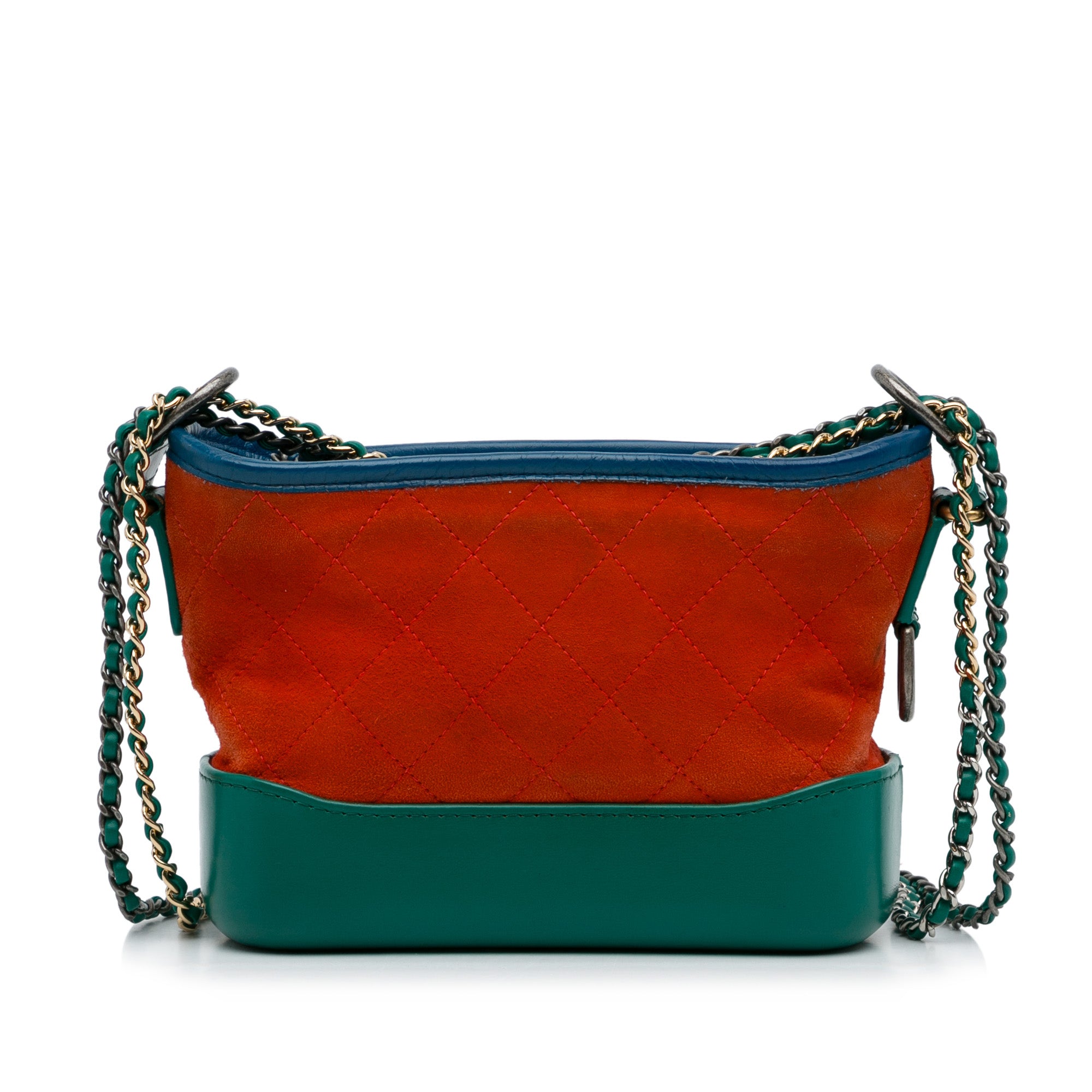 Chanel | Pre-Owned Small Suede Gabrielle Crossbody | Orange/Green Multi