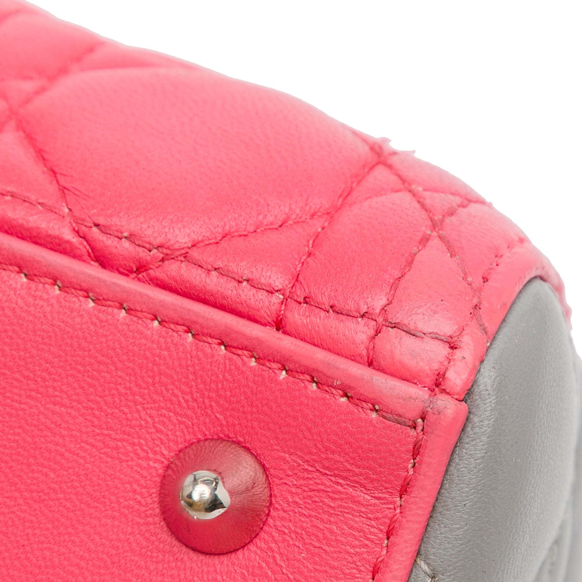 Dior | Pre-Owned Medium Tricolor Lambskin Cannage Lady | PinkPink/Light Pink