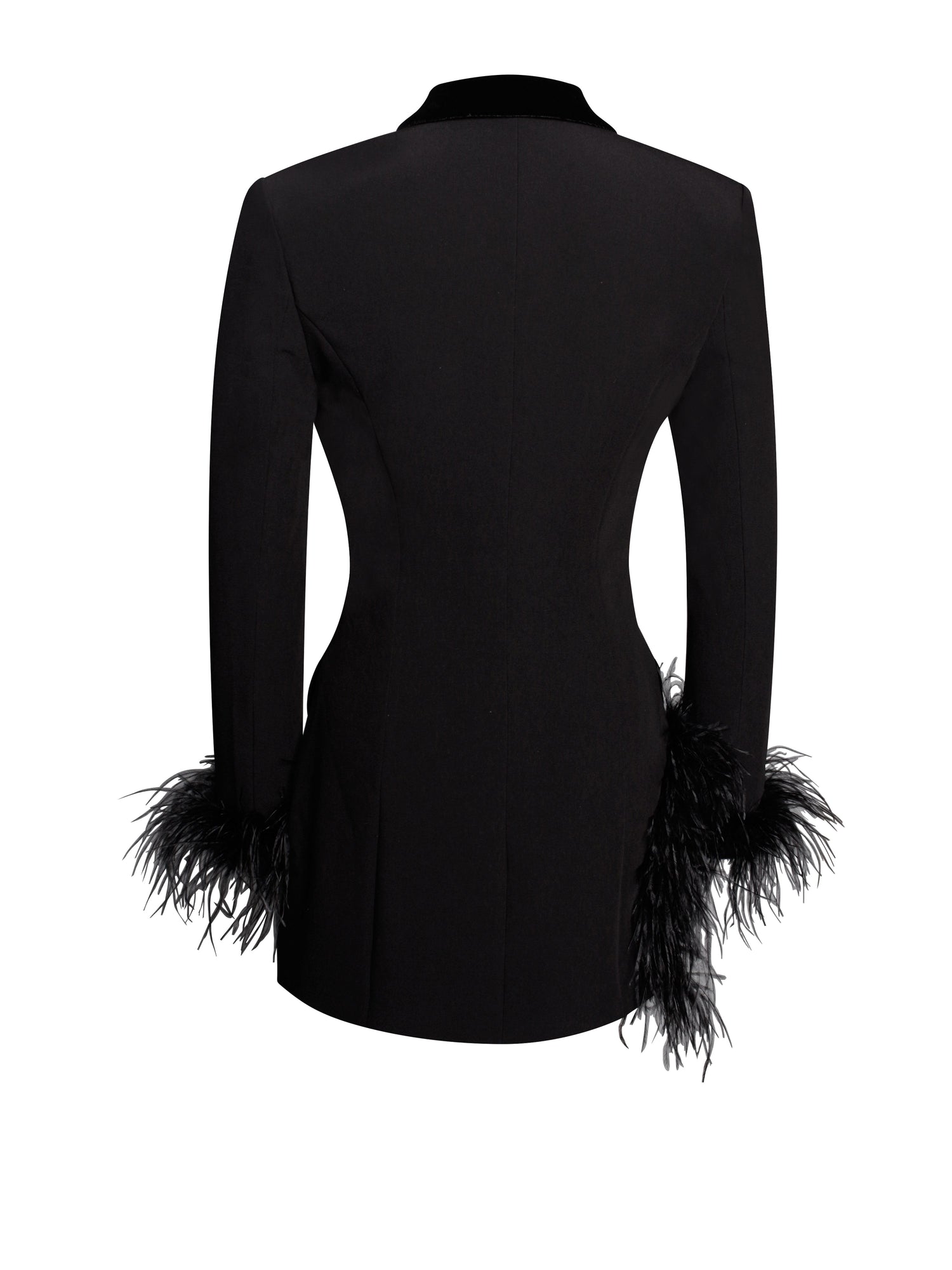 Madeline Feather Trim Blazer Dress | Black