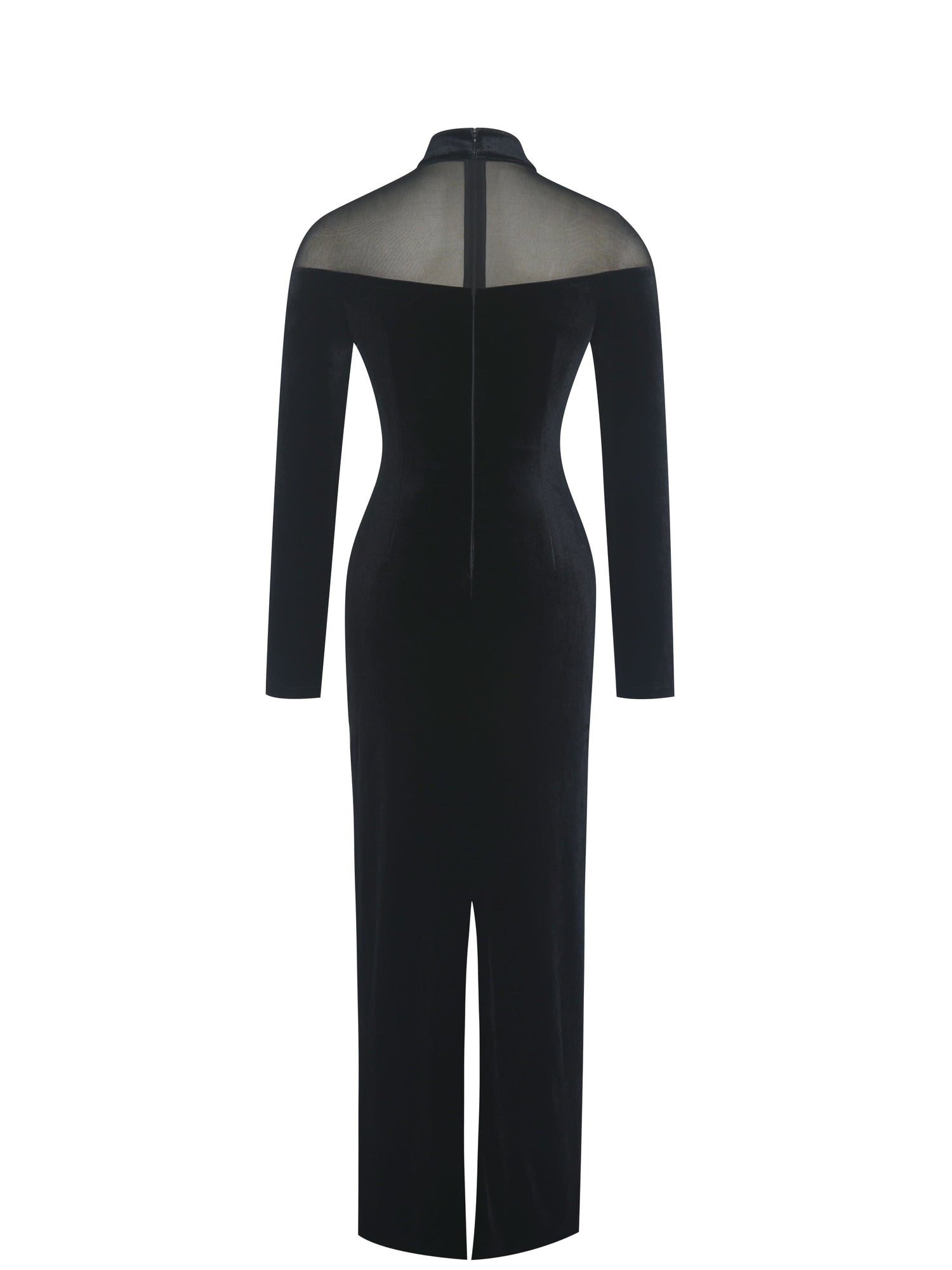 Blair Sheer Mock Neck Maxi Dress | Black