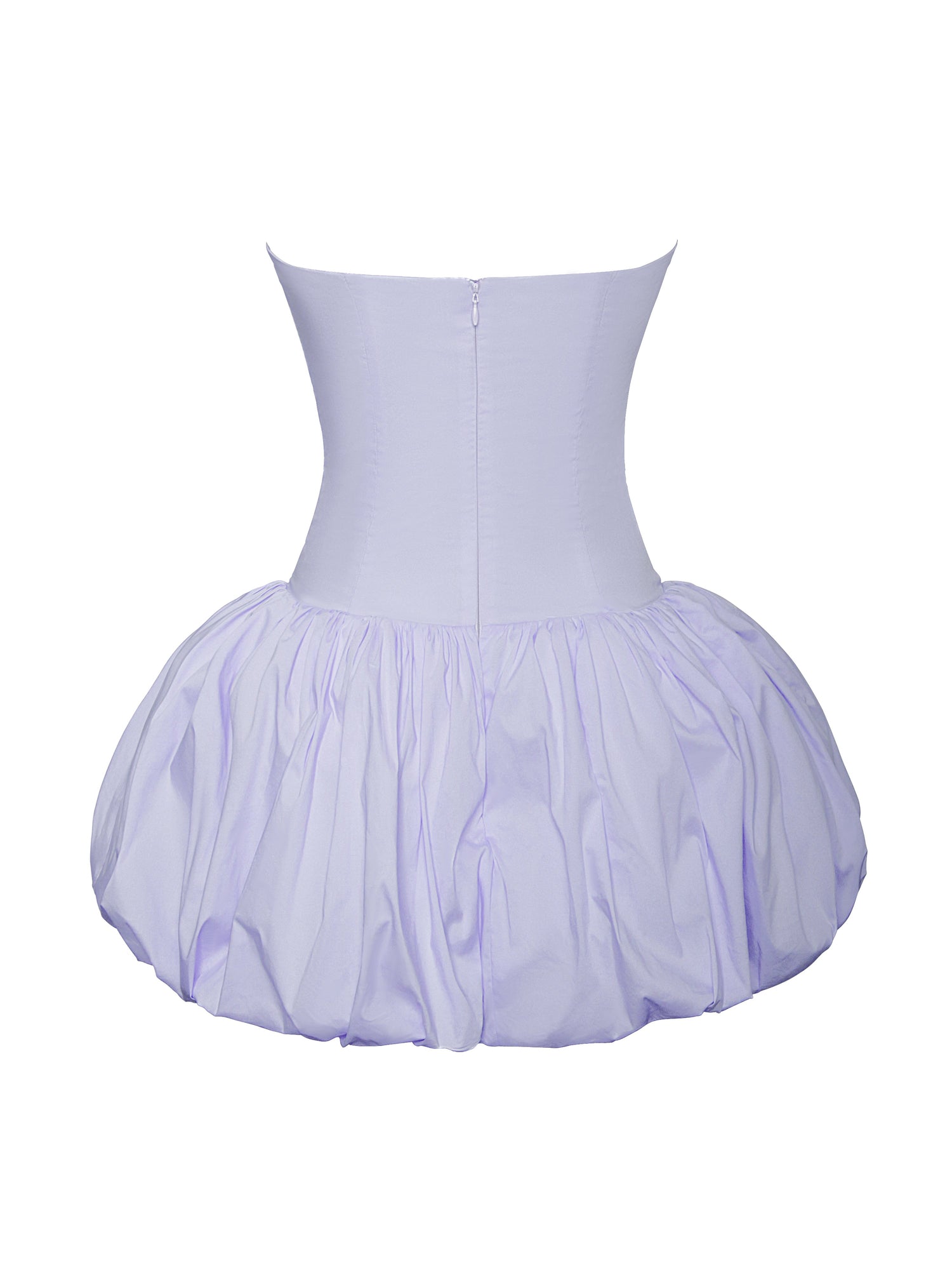 Oletta Cotton Poplin Corset Strapless Bubble Hem Mini Dress | Blue