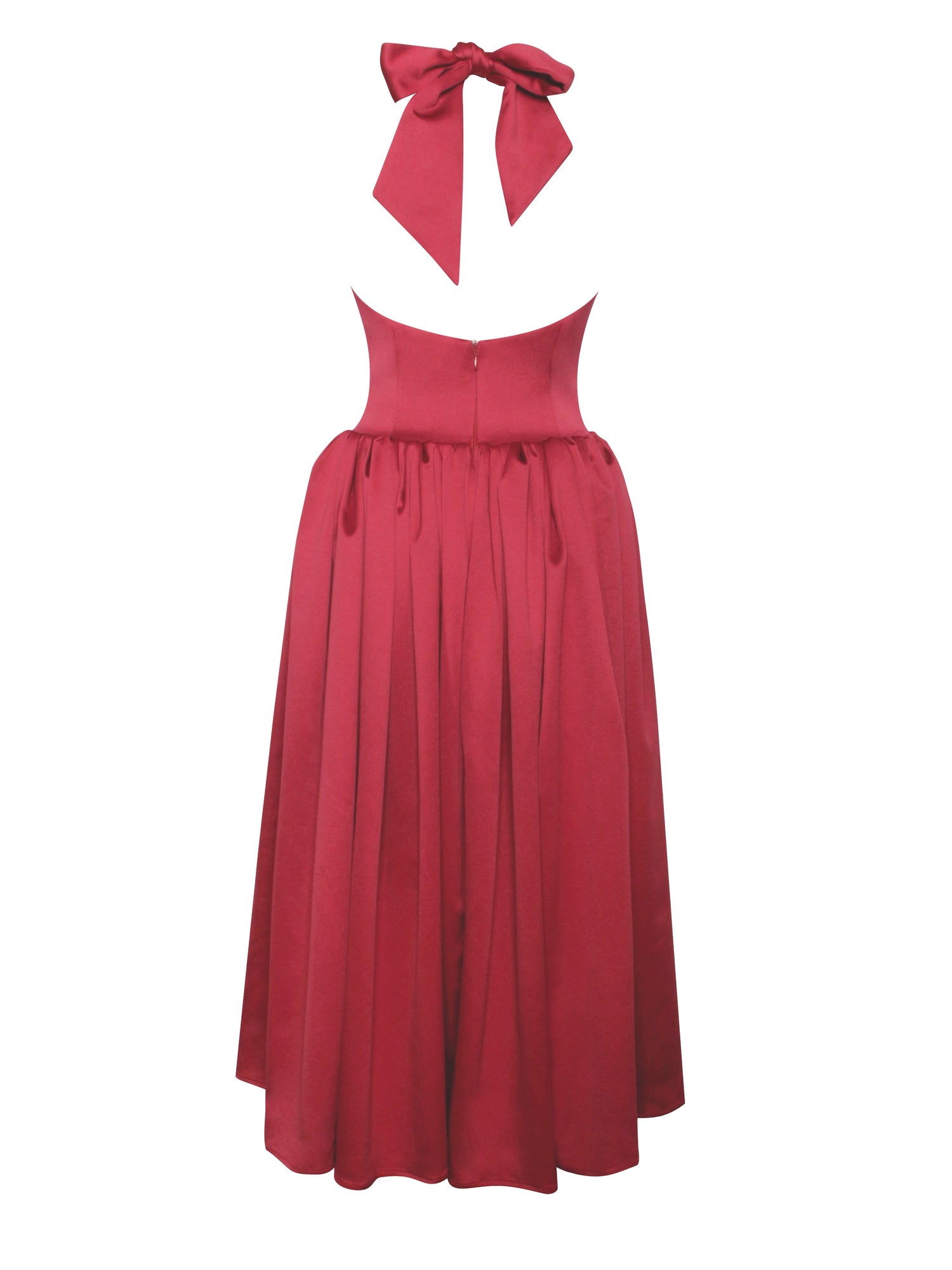 Cara Plunging Halter Backless Maxi Dress | Red