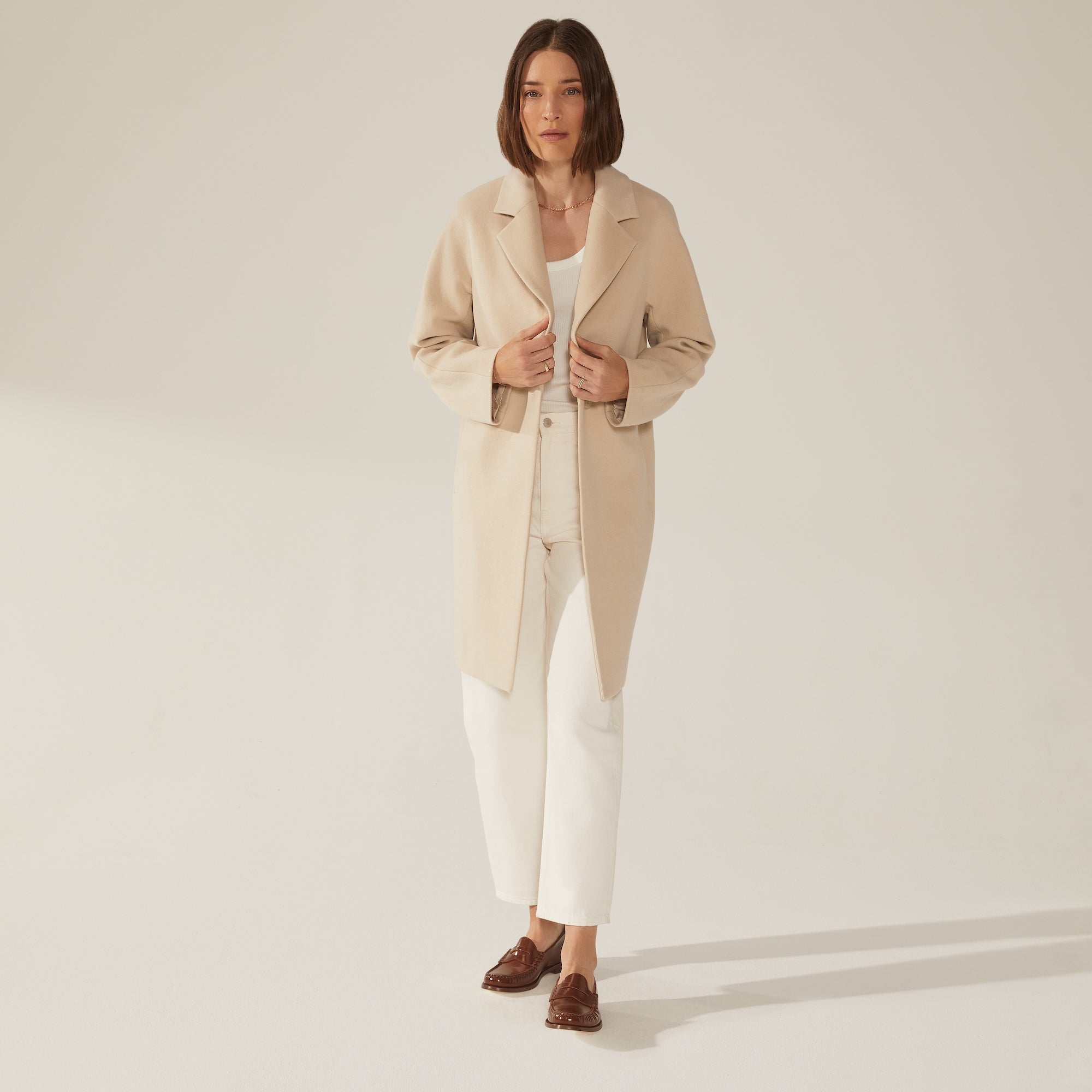 Womens | Risa Cashmere-Wool Button Down Coat | Beige