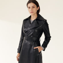 Womens | Margot Lambskin Leather Trench Coat | Black