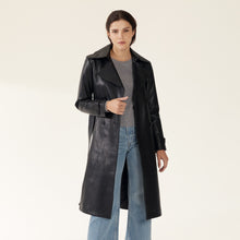 Womens | Margot Lambskin Leather Trench Coat | Black