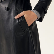 Womens | Margot Lambskin Leather Trench Coat | Black