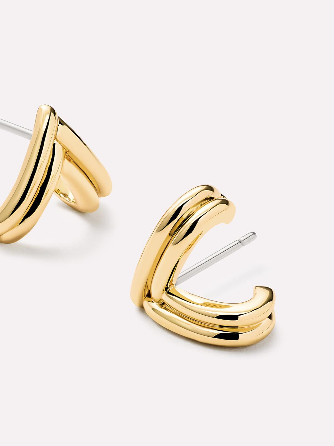 14K Gold Plated Botanica Triangle Braided Statement Oversized Stud Earrings For Women Ana Luisa Karessa