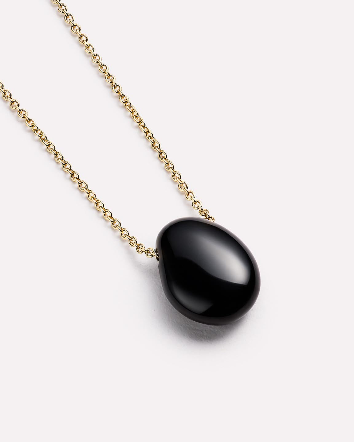 Mini Pebble Necklace | 14K Gold on Brass | Black Onyx