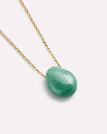 Pebble Pendant Necklace | 14K Gold on Brass | Green Aventurine