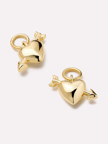 14K Gold Plated Love Vday Heart Arrow Paired Set Huggie Hoops Earring Charms Ana Luisa Cupids Heart Charm Huggies