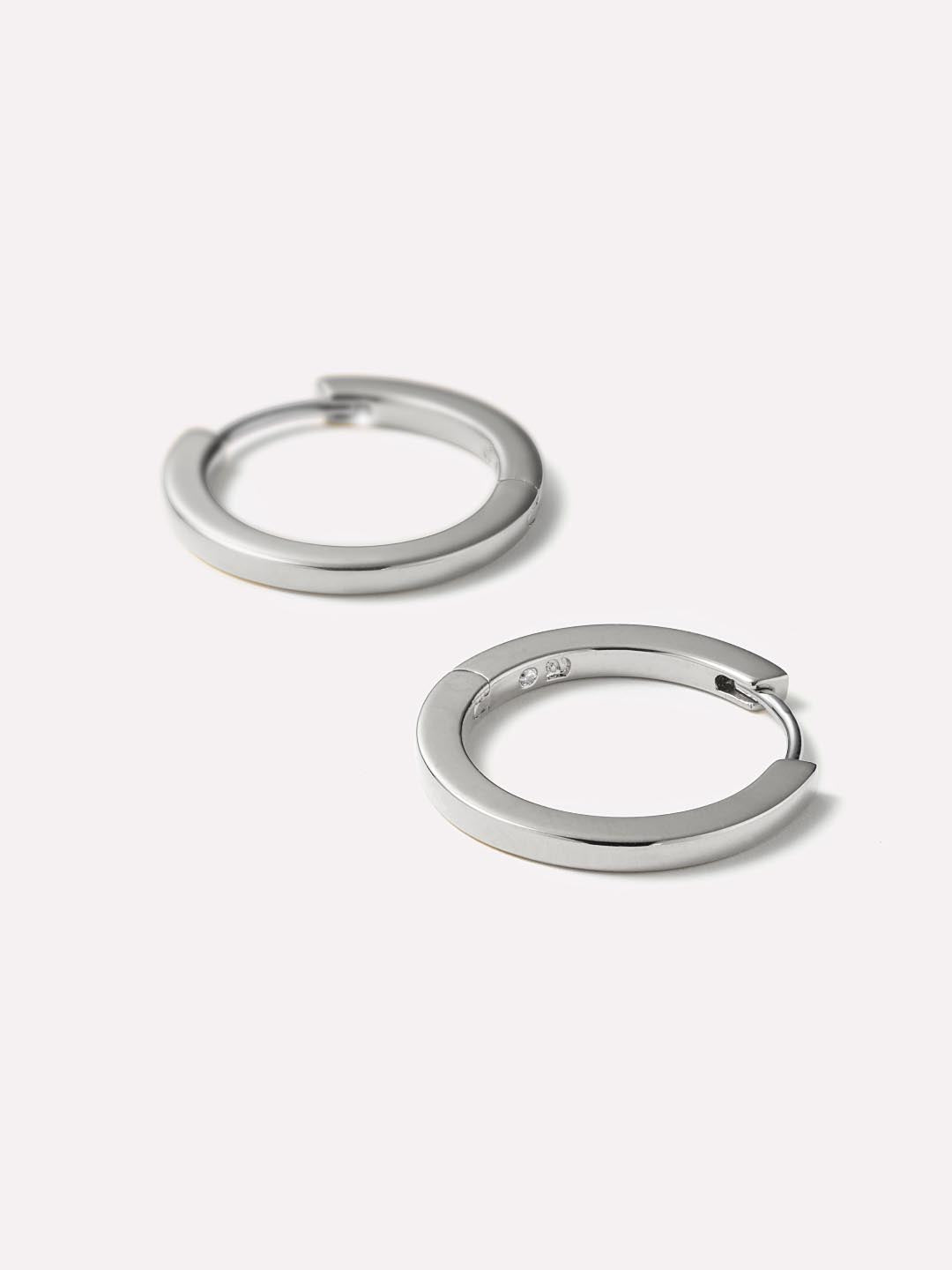 Rhodium Plated Hoop Earrings For Women Ana Luisa Huggie Hoops Medium Silver