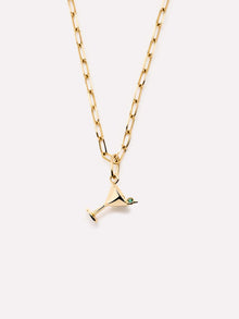 Emerald Martini Charm | 10K Solid Gold | Emerald