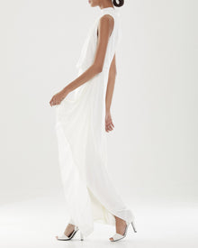 Halston | Io Asymmetric Mock Neck Gown | Chalk