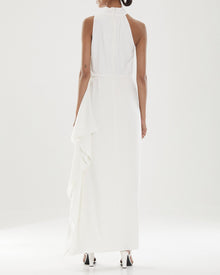 Halston | Io Asymmetric Mock Neck Gown | Chalk