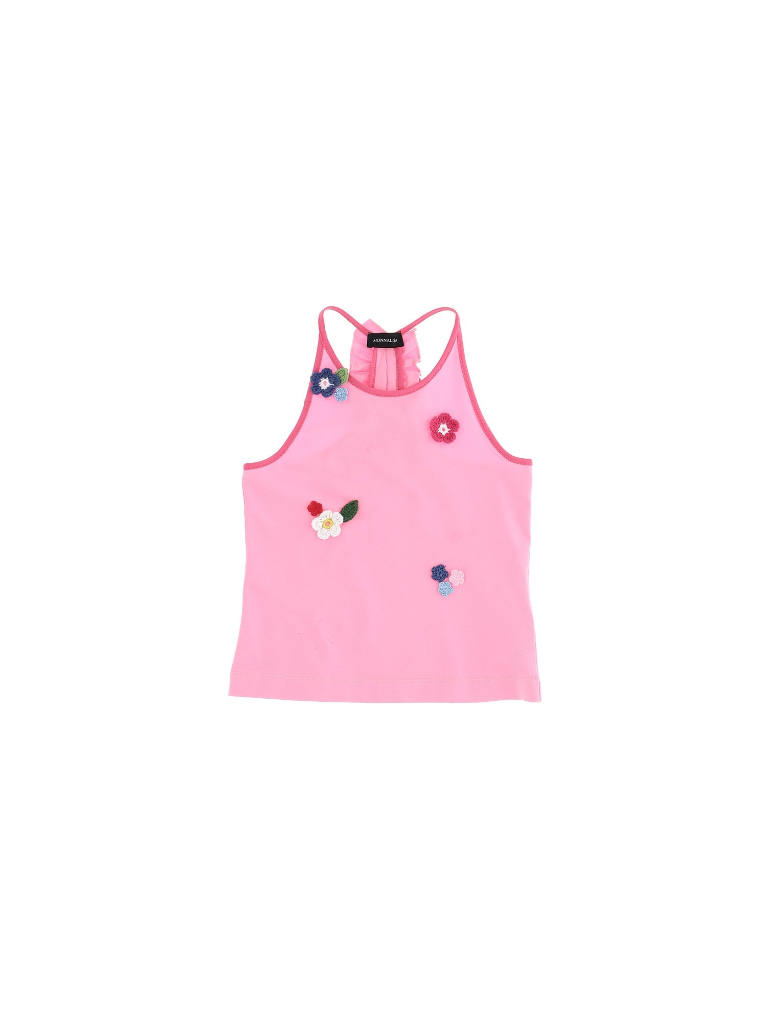 Girls | Jersey Camisole With Crochet Flowers | Sachet Pink/Fandango
