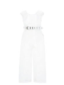 Girls | Long Playsuit With Belt | White