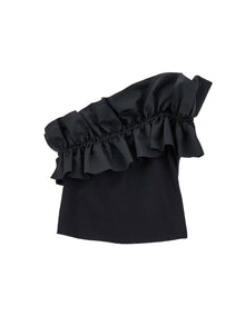 Girls | One-Shoulder Jersey Top | Black