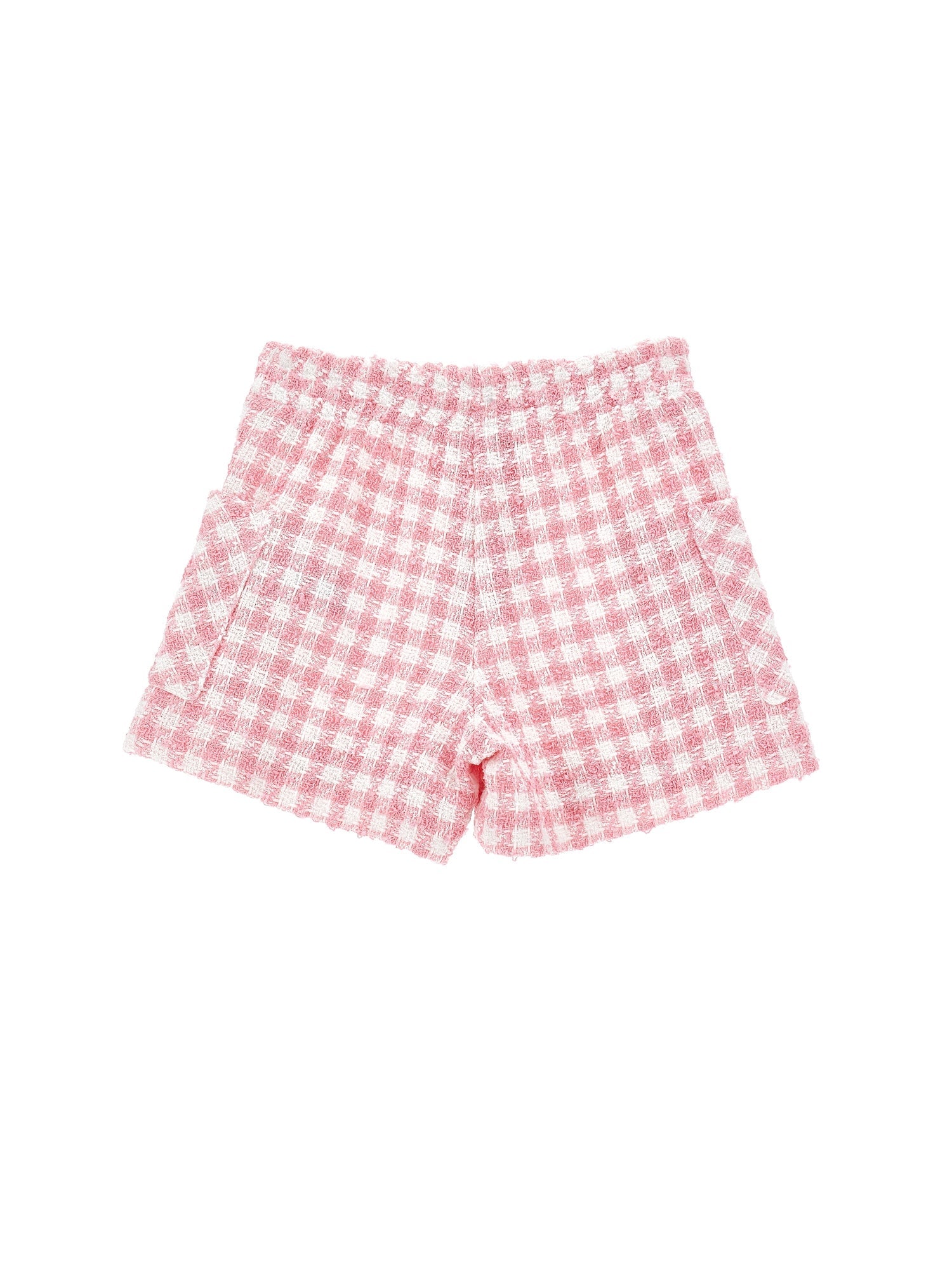Girls | Houndstooth Shorts | White/FairyTale Pink