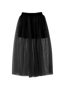 Girls | Silk-Touch Tulle Midi Skirt | Black