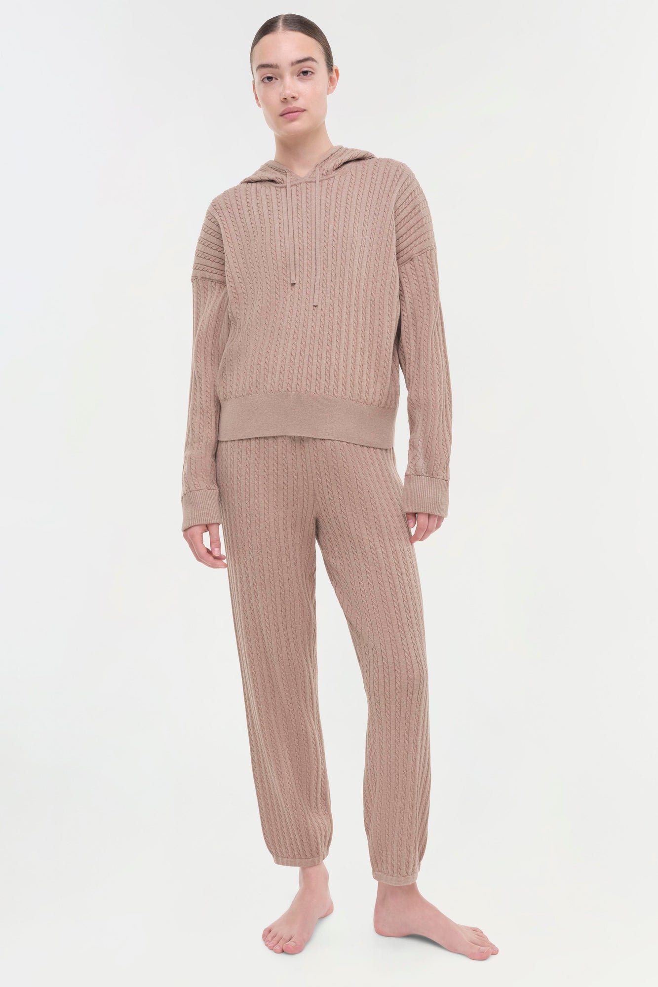 Womens | Cable Joggers | Heather Teak