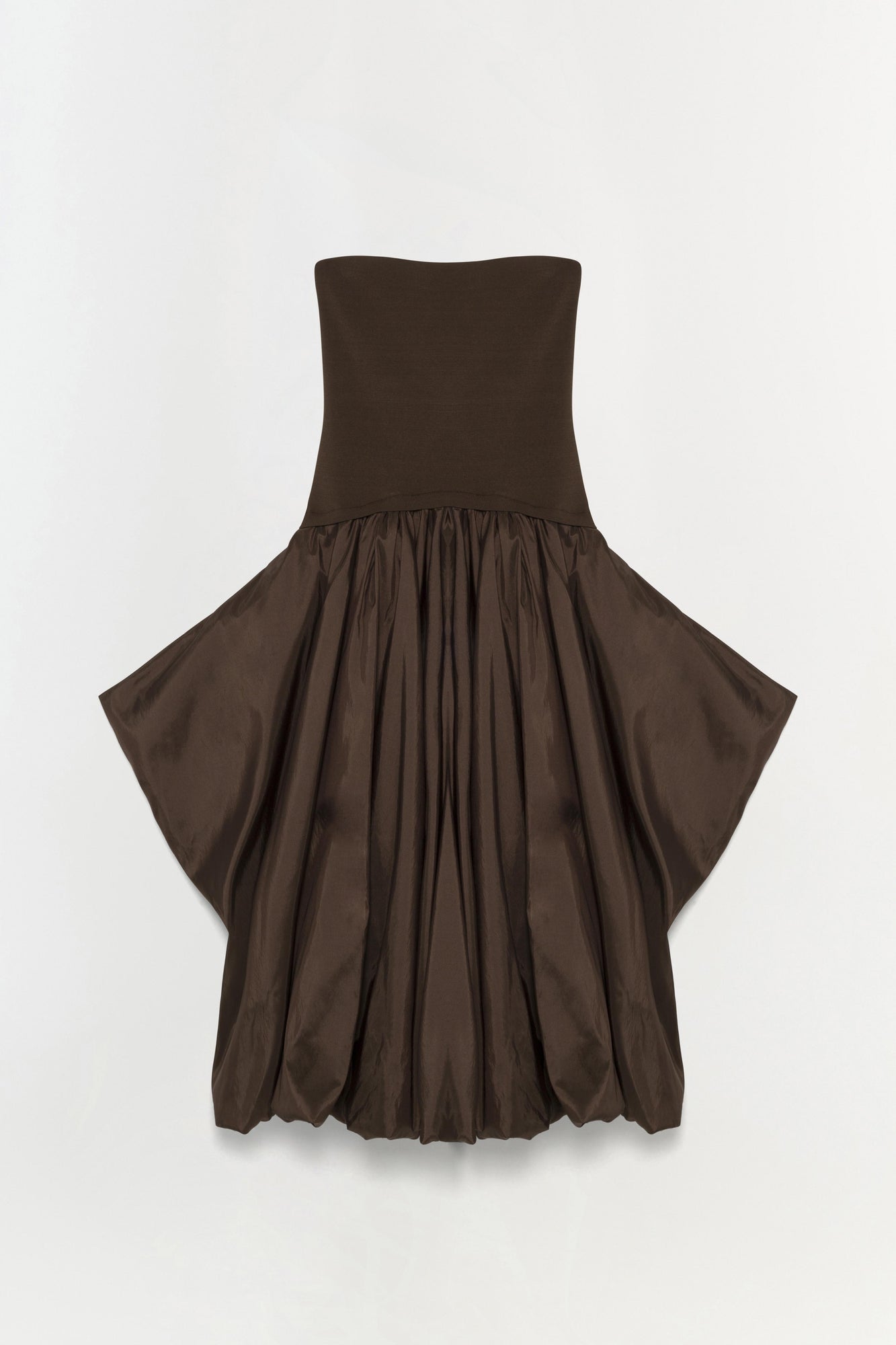 Womens | Izzy Strapless Taffeta Midi Dress | Cocoa