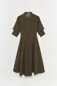 Womens | Jazz Cotton Midi Dress | Faded Olive
