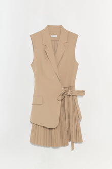 Womens | Eman Pleated Mini Dress | Camel