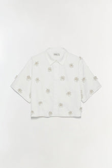 Womens | Cosmo Embellished Camp Shirt | White