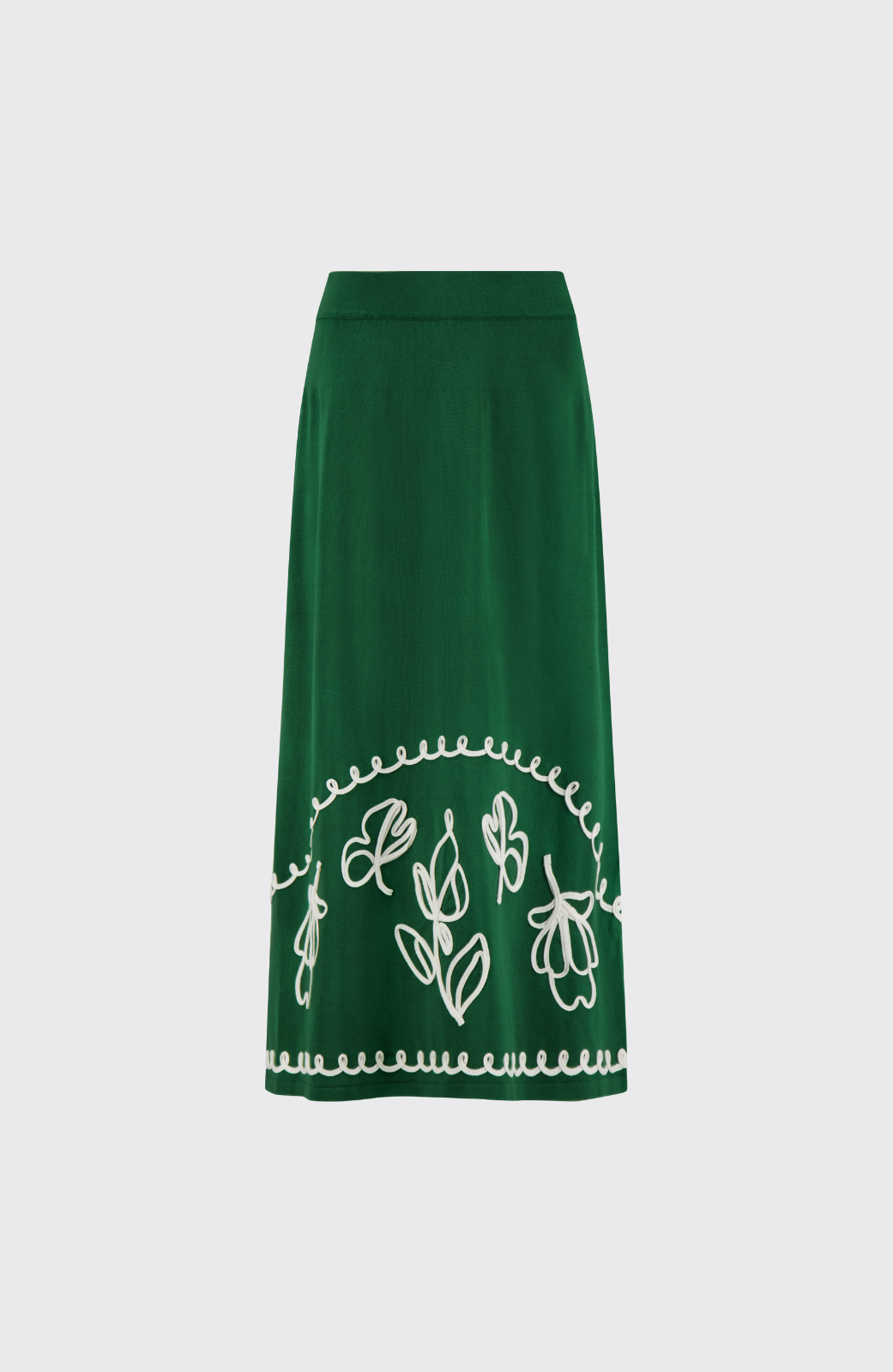 Floral Embroidered Skirt | Green