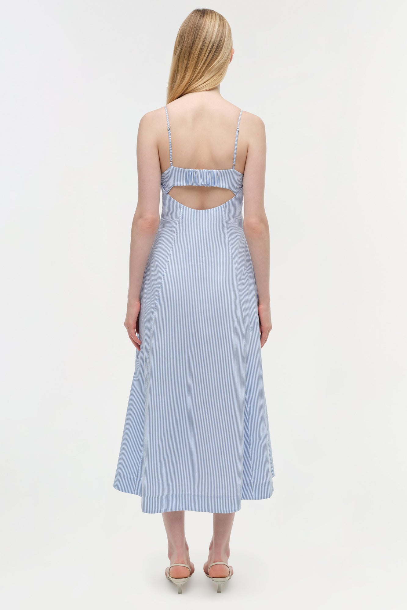 Womens | Honor Cotton Midi Dress | Blue Hydrangea Stripe