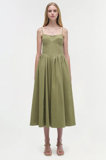 Womens | Kittiya Cotton Midi Dress | Olive